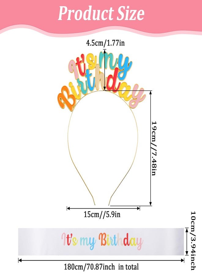 Qulkws Birthday Crown and Sash Set for Women, Headband Set, Happy Birthday Crowns, Tiara Crowns, B-day Accessories, Rainbow B-day Headband for Women - Image 4